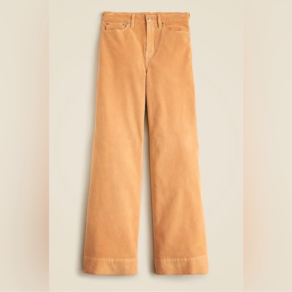 J. Crew Woman's Wide Leg Corduroy Trouser Classic 5 Pocket Size 27 Camel Tan NWT